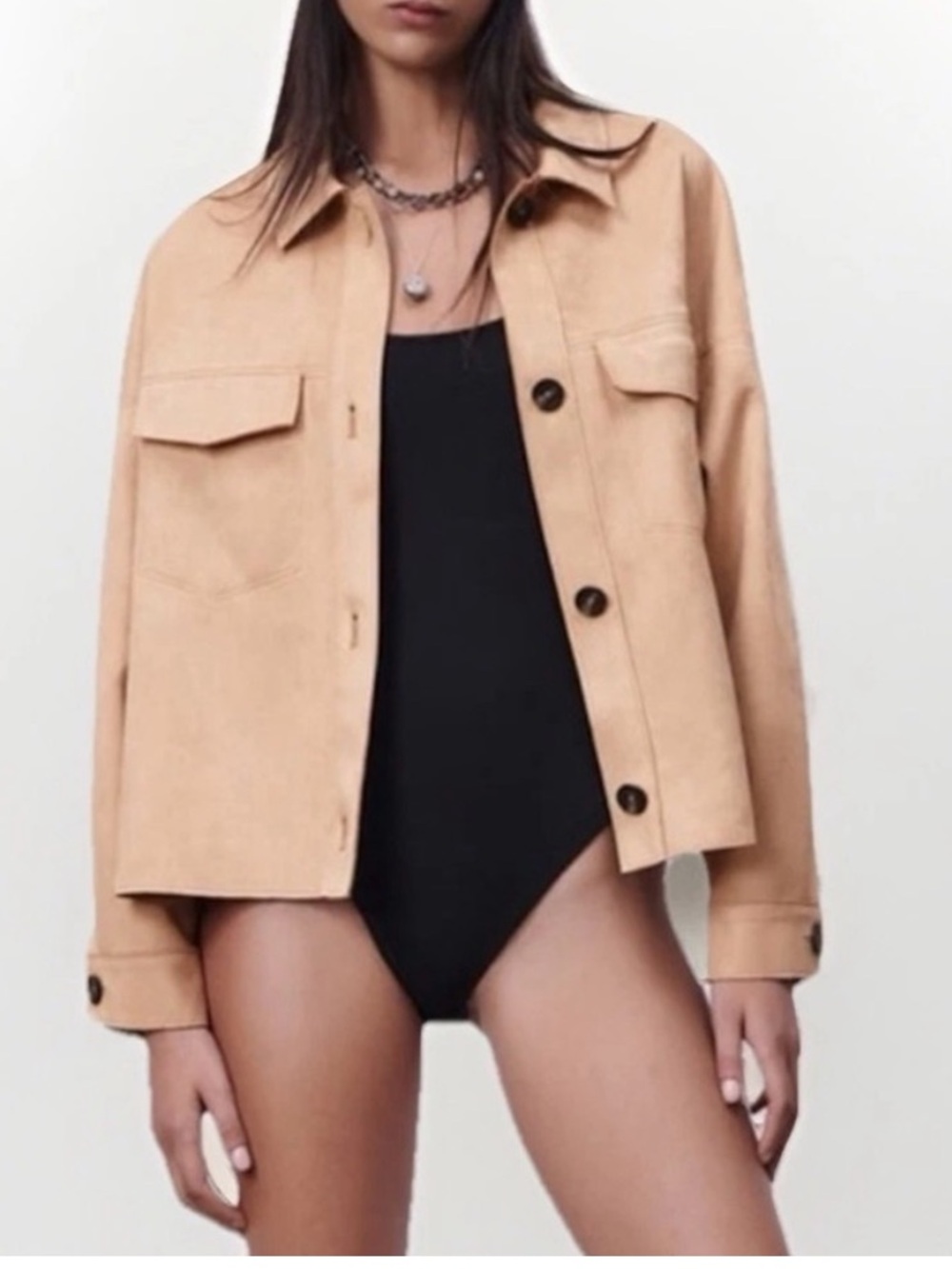 Zara Cropped Faux Suede Jacket